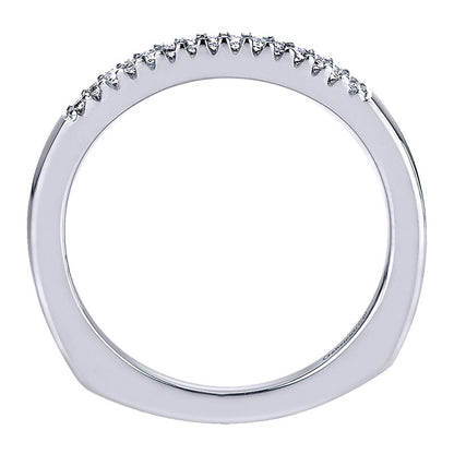 Wedding Band 14k White Gold Diamond Curved
