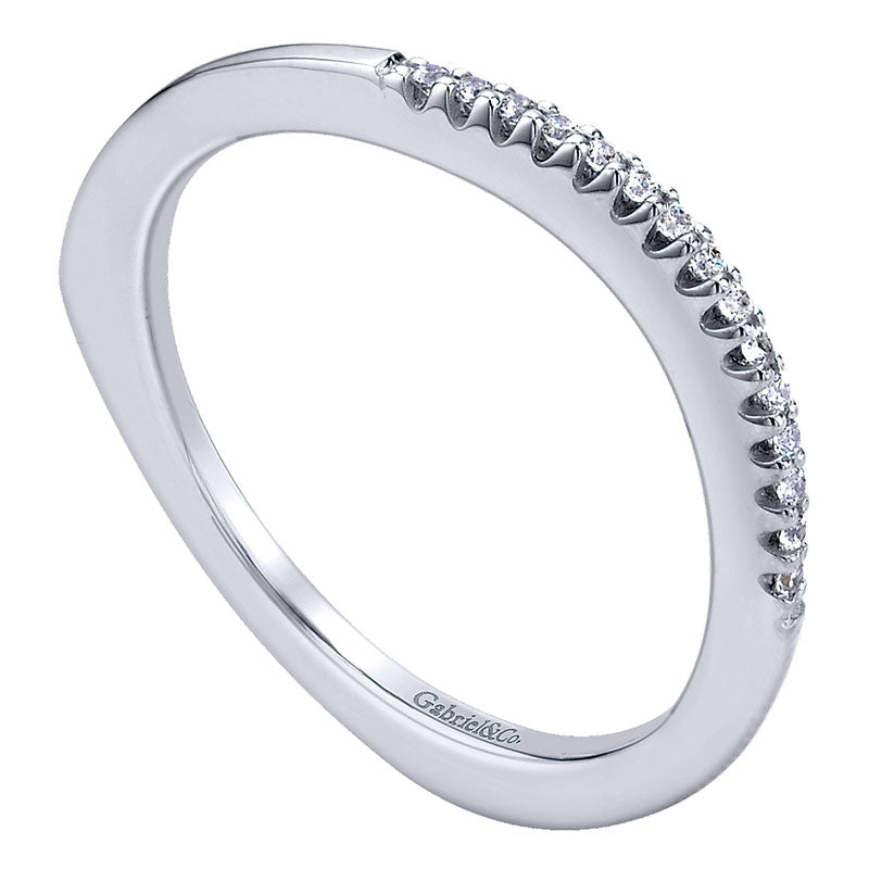 Wedding Band 14k White Gold Diamond Curved
