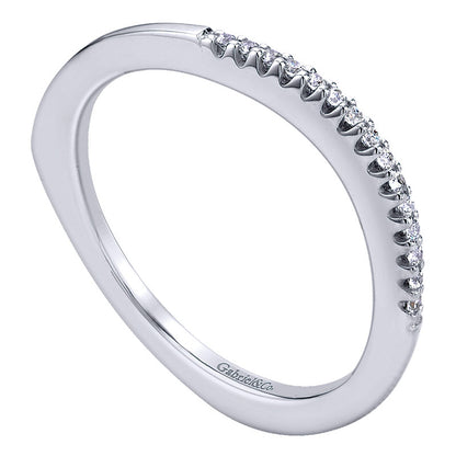 Wedding Band 14k White Gold Diamond Curved