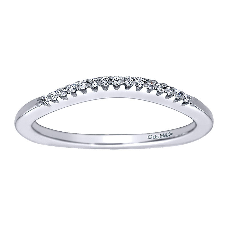 Wedding Band 14k White Gold Diamond Curved