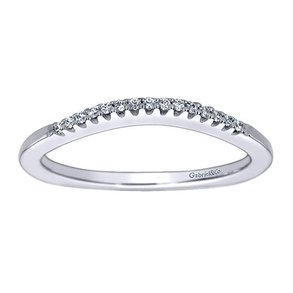 Wedding Band 14k White Gold Diamond Curved
