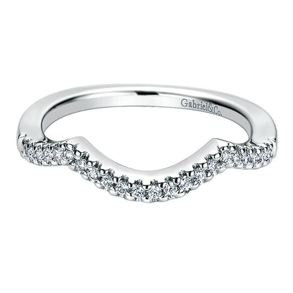 Wedding Band 14k White Gold Diamond Curved