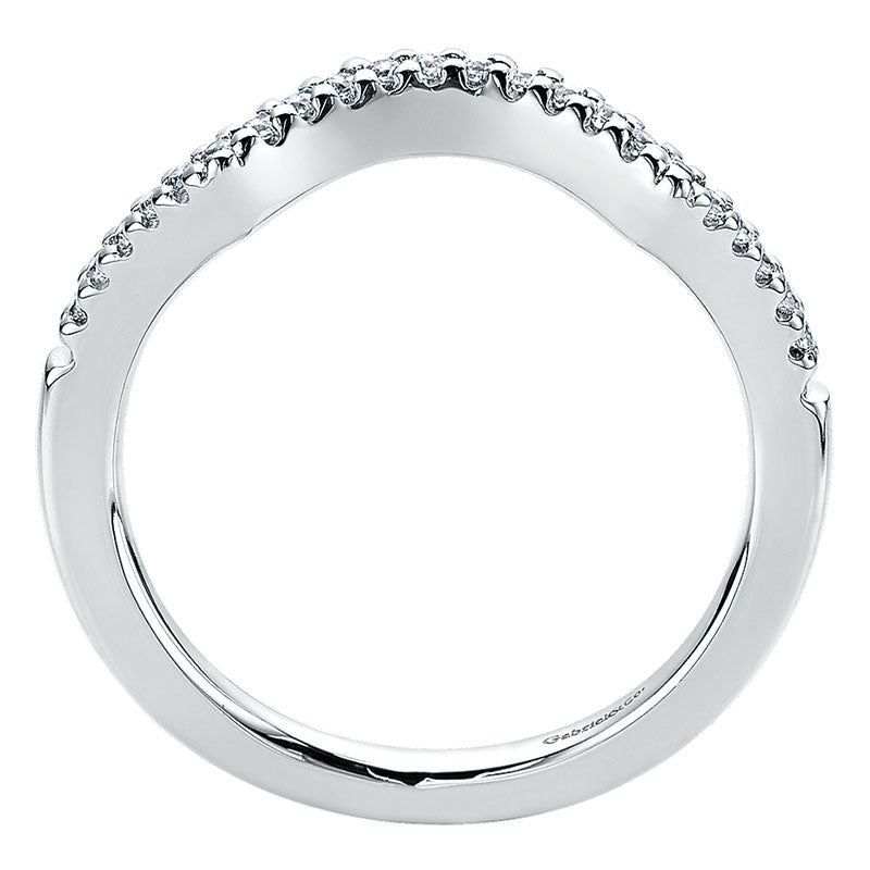 Wedding Band 14k White Gold Diamond Curved
