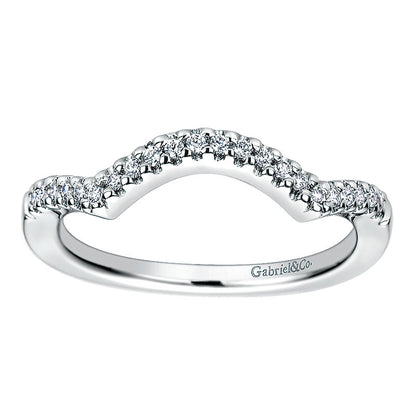Wedding Band 14k White Gold Diamond Curved