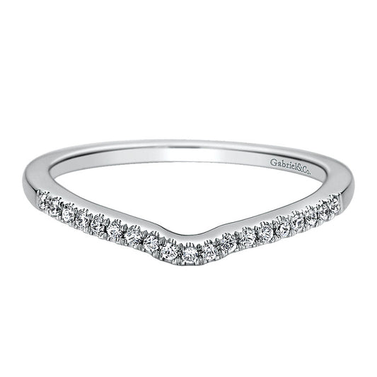 Wedding Band 14k White Gold Diamond Curved