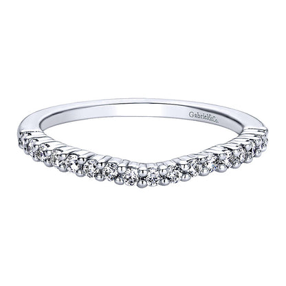 Wedding Band 14k White Gold Diamond Curved
