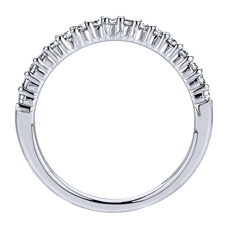 Wedding Band 14k White Gold Diamond Curved