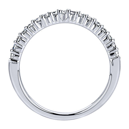 Wedding Band 14k White Gold Diamond Curved