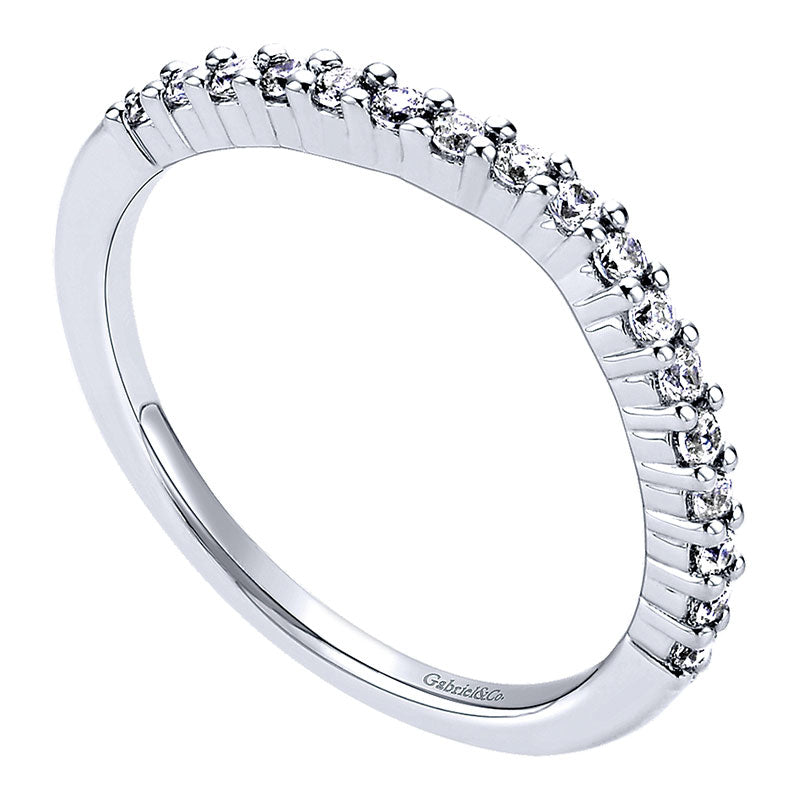 Wedding Band 14k White Gold Diamond Curved