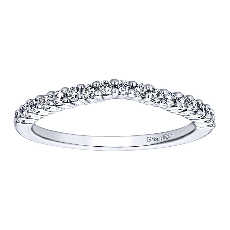 Wedding Band 14k White Gold Diamond Curved