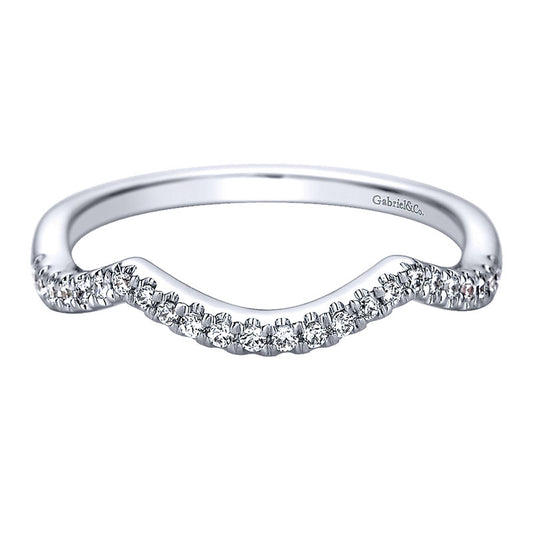 Wedding Band 14k White Gold Diamond Curved