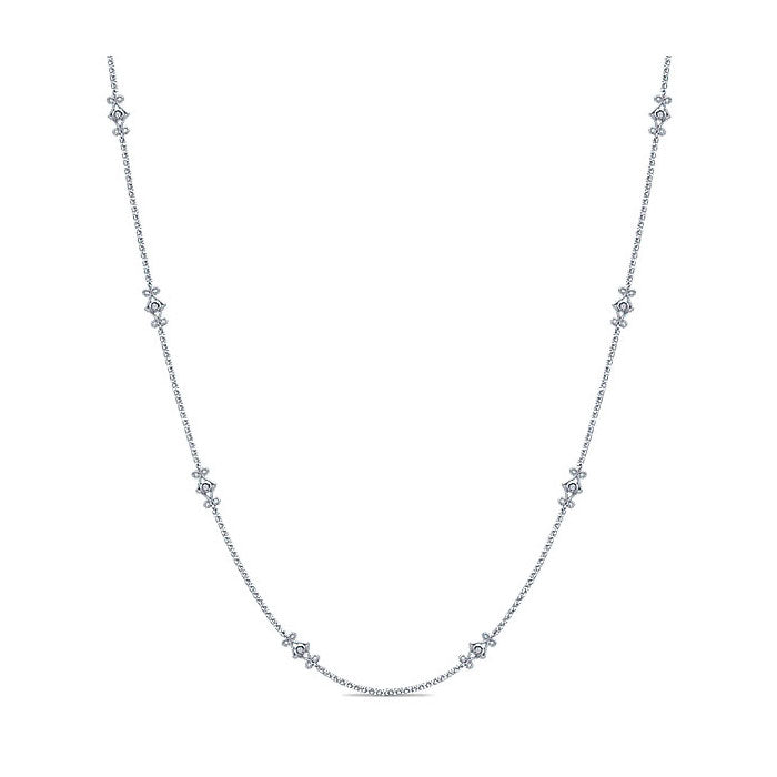 14k White Gold Diamond Diamond By The Yard Necklace