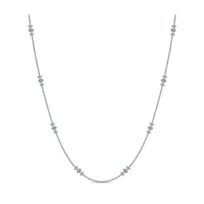 14k White Gold Diamond Diamond By The Yard Necklace
