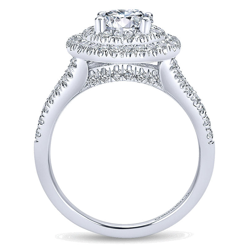 Engagement Ring 14k White Gold Diamond Double Halo
