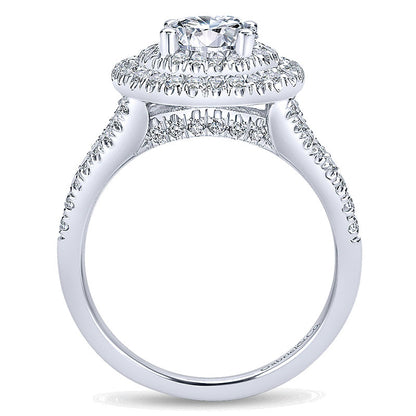 Engagement Ring 14k White Gold Diamond Double Halo