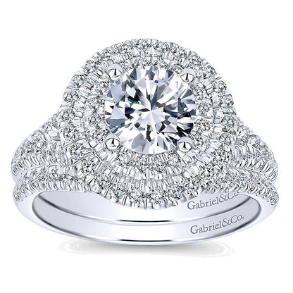 Engagement Ring 14k White Gold Diamond Double Halo