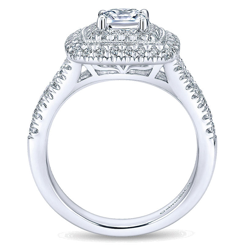 Engagement Ring 14k White Gold Diamond Double Halo