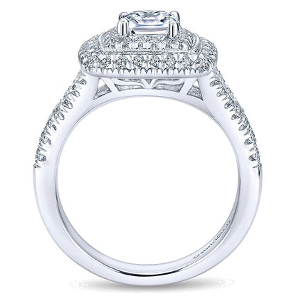 Engagement Ring 14k White Gold Diamond Double Halo