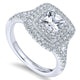 Engagement Ring 14k White Gold Diamond Double Halo