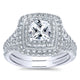 Engagement Ring 14k White Gold Diamond Double Halo