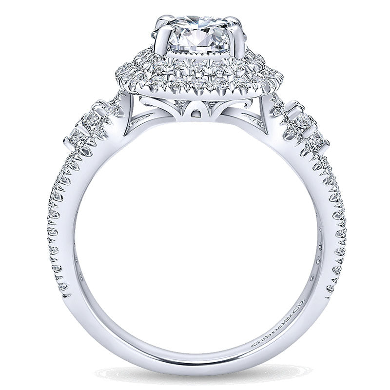 Engagement Ring 14k White Gold Diamond Double Halo