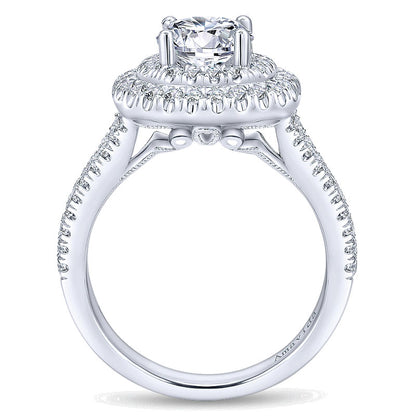 Engagement Ring 14k White Gold Diamond Double Halo