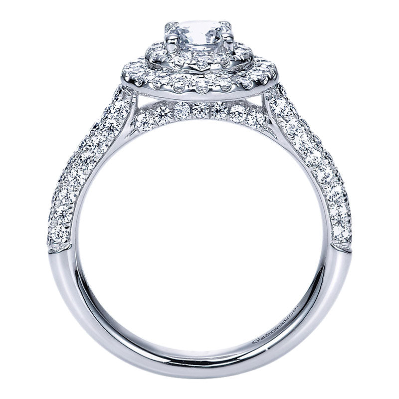Engagement Ring 14k White Gold Diamond Double Halo