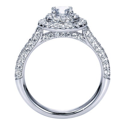 Engagement Ring 14k White Gold Diamond Double Halo