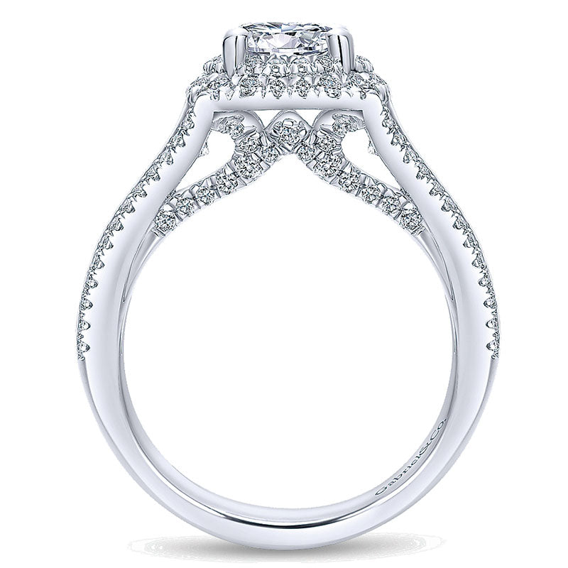 14K White Gold Diamond Double Halo 14K White Gold Engagement Ring ER12609R4W44Jj