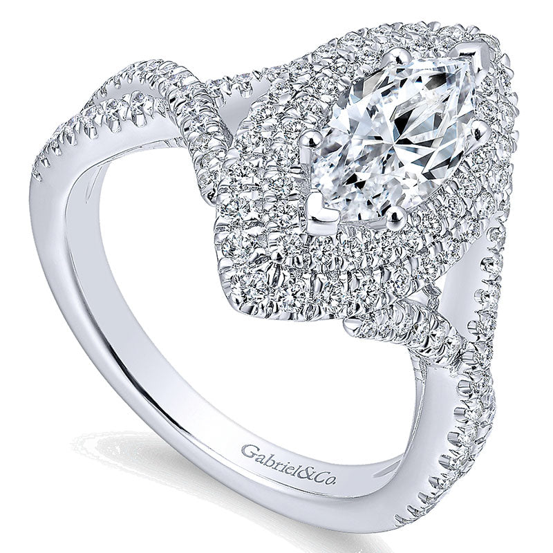 14K White Gold Diamond Double Halo 14K White Gold Engagement Ring ER12640M4W44Jj