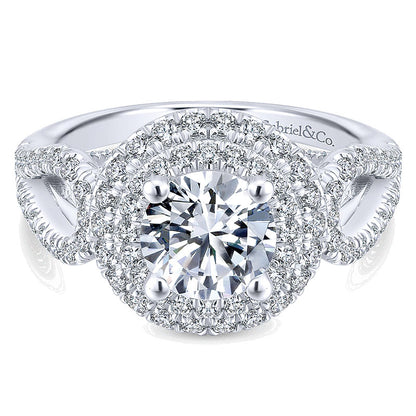 14K White Gold Diamond Double Halo 14K White Gold Engagement Ring ER12755R4W44Jj