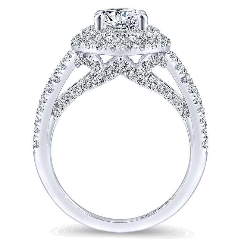 14K White Gold Diamond Double Halo 14K White Gold Engagement Ring ER12755R4W44Jj