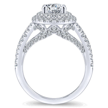 14K White Gold Diamond Double Halo 14K White Gold Engagement Ring ER12755R4W44Jj