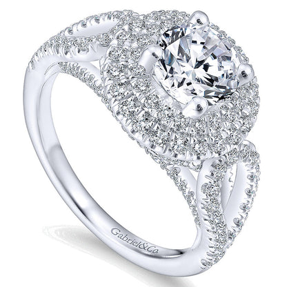 14K White Gold Diamond Double Halo 14K White Gold Engagement Ring ER12755R4W44Jj