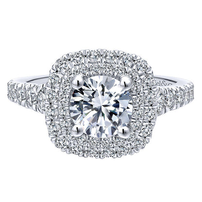 14K White Gold Diamond Double Halo 14K White Gold Engagement Ring ER12762R4W44Jj