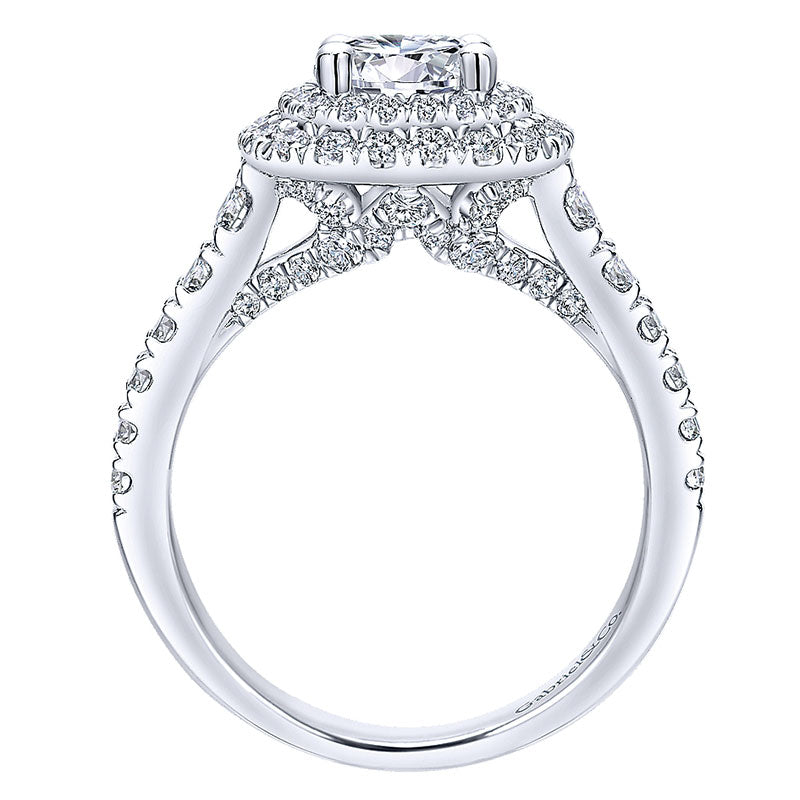 14K White Gold Diamond Double Halo 14K White Gold Engagement Ring ER12762R4W44Jj