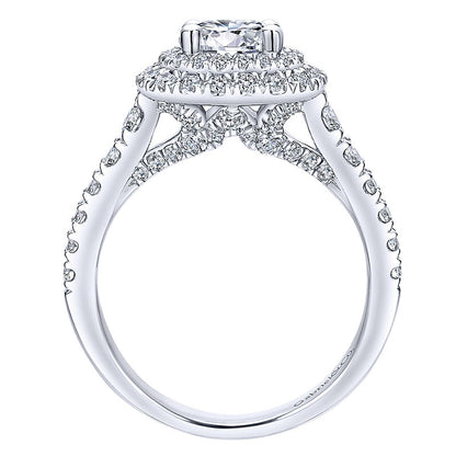 14K White Gold Diamond Double Halo 14K White Gold Engagement Ring ER12762R4W44Jj