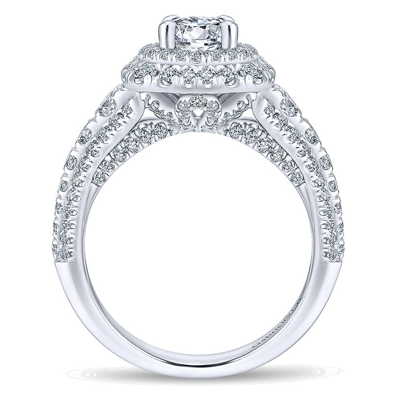 14K White Gold Diamond Double Halo 14K White Gold Engagement Ring ER12807R4W44Jj