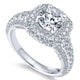 14K White Gold Diamond Double Halo 14K White Gold Engagement Ring ER12807R4W44Jj