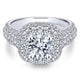 14K White Gold Diamond Double Halo 14K White Gold Engagement Ring ER12808R4W44Jj