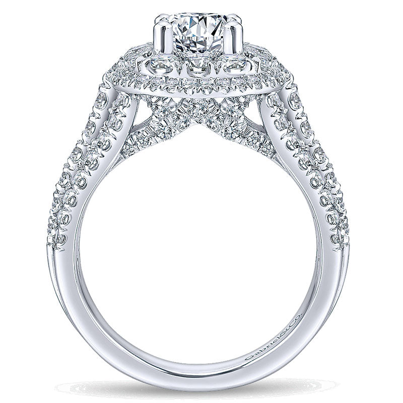14K White Gold Diamond Double Halo 14K White Gold Engagement Ring ER12808R4W44Jj