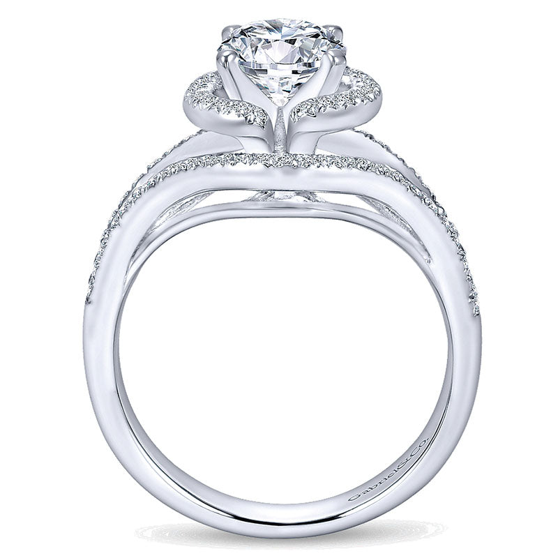 Engagement Ring 14k White Gold Diamond Double Halo