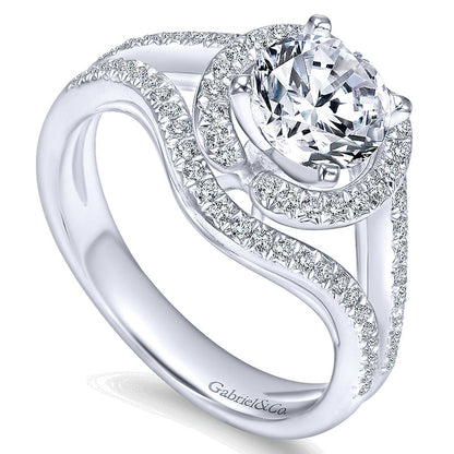 Engagement Ring 14k White Gold Diamond Double Halo