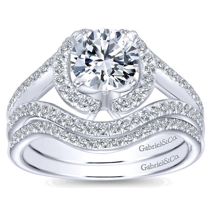 Engagement Ring 14k White Gold Diamond Double Halo