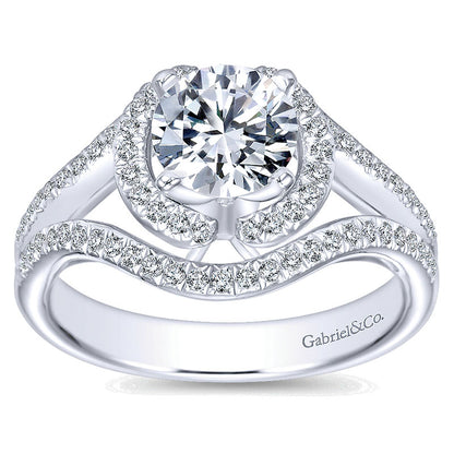 Engagement Ring 14k White Gold Diamond Double Halo