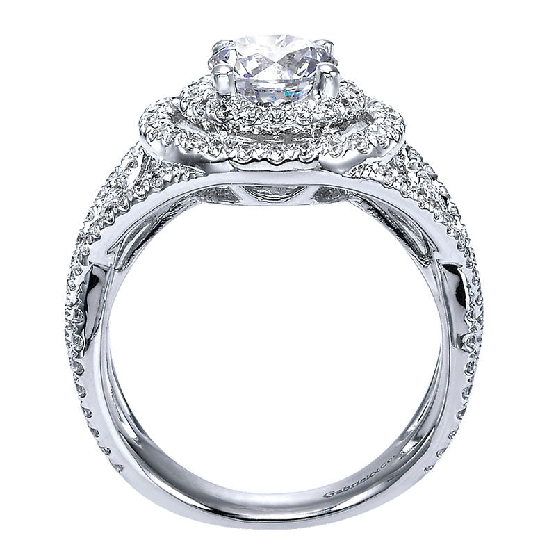 Engagement Ring 14k White Gold Diamond Double Halo