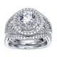 Engagement Ring 14k White Gold Diamond Double Halo