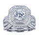 Engagement Ring 14k White Gold Diamond Double Halo