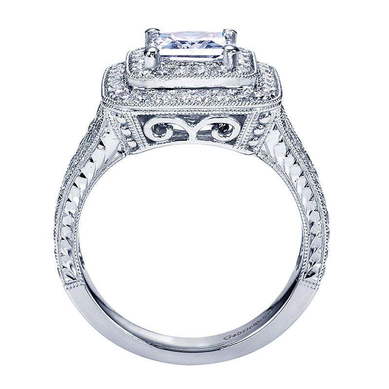 14K White Gold Diamond Double Halo 14K White Gold Engagement Ring ER7264W44Jj
