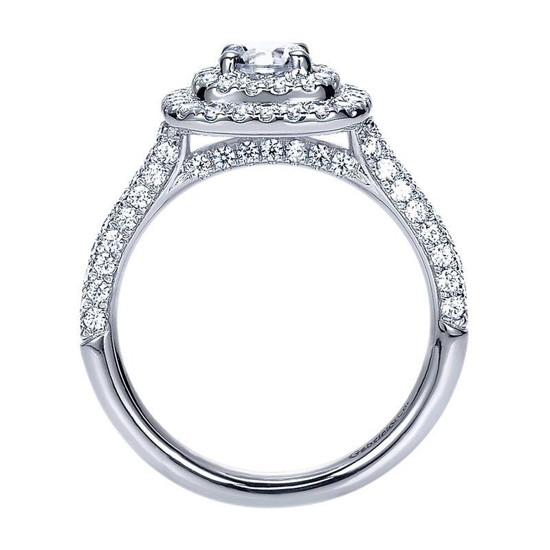 Engagement Ring 14k White Gold Diamond Double Halo